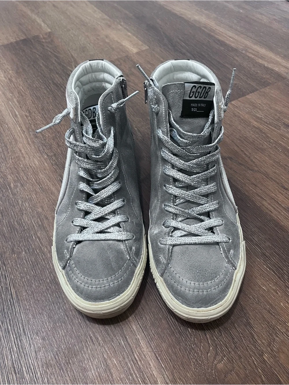 Golden Goose Silver Suede High-Top Slide Size 40
